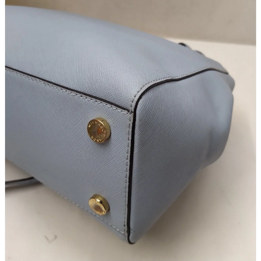 Michael Kors Blue Leather Carryall Double Handles Satchel Shoulder Bag